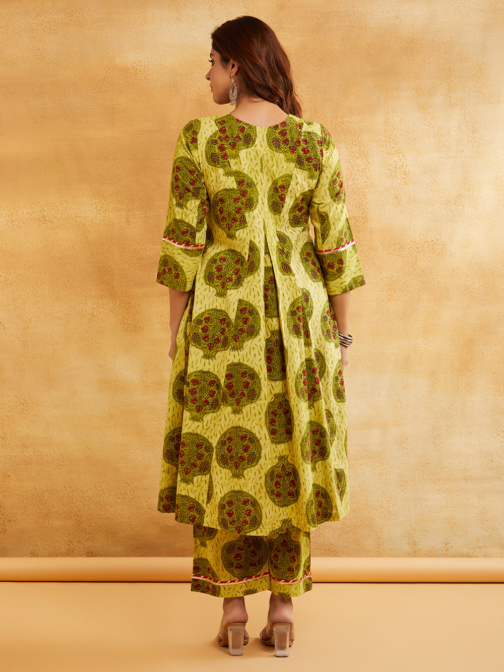 Yellow Block Printed A-line kurta with Palazzo - Set of 2 || Mustard ethnic co-ord set Sanyogini