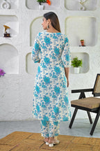 Off White Printed Cotton Kurta with Pants - Set of 2 Bada Boota