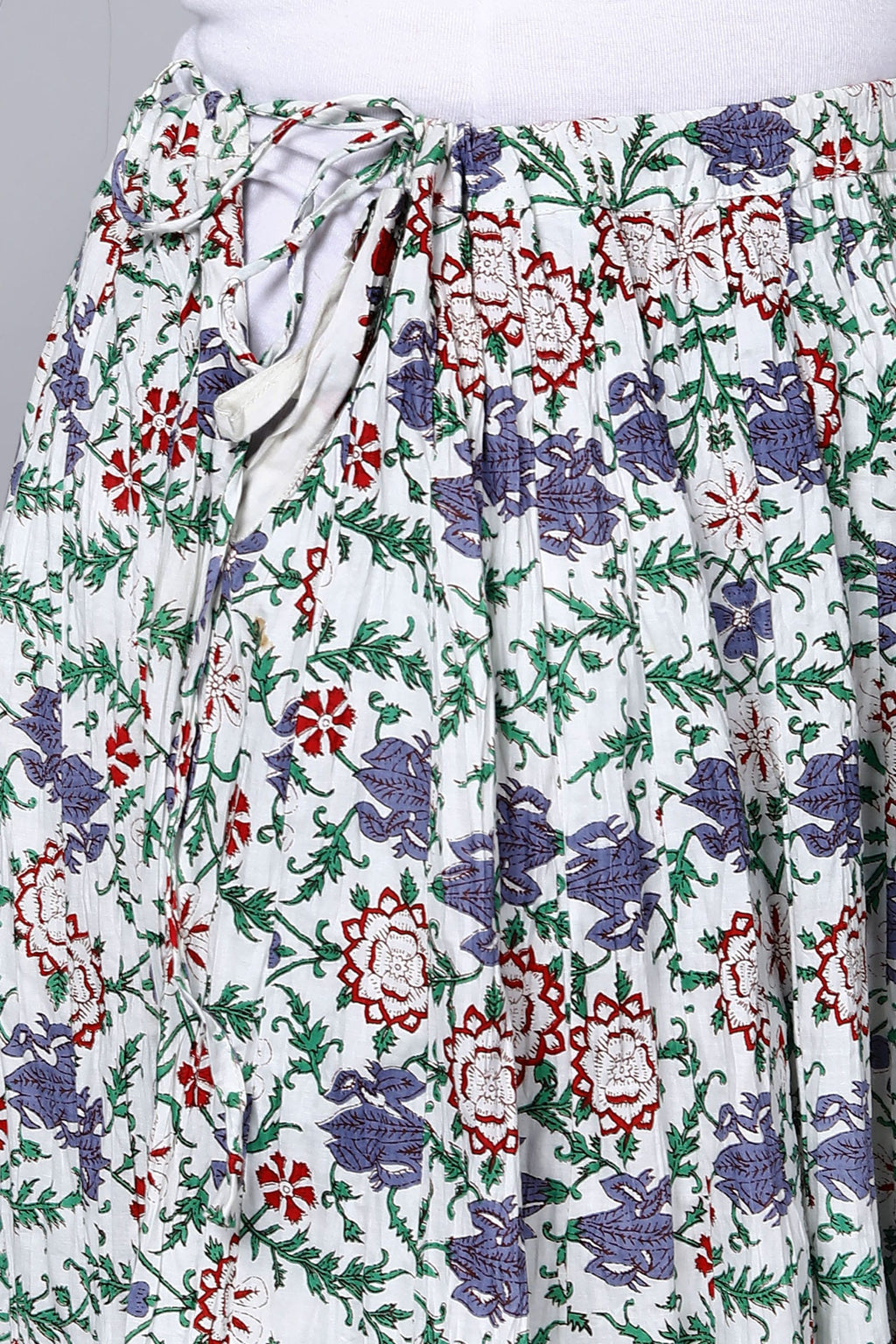 White Jaal Printed Long Cotton Skirt Bada Boota