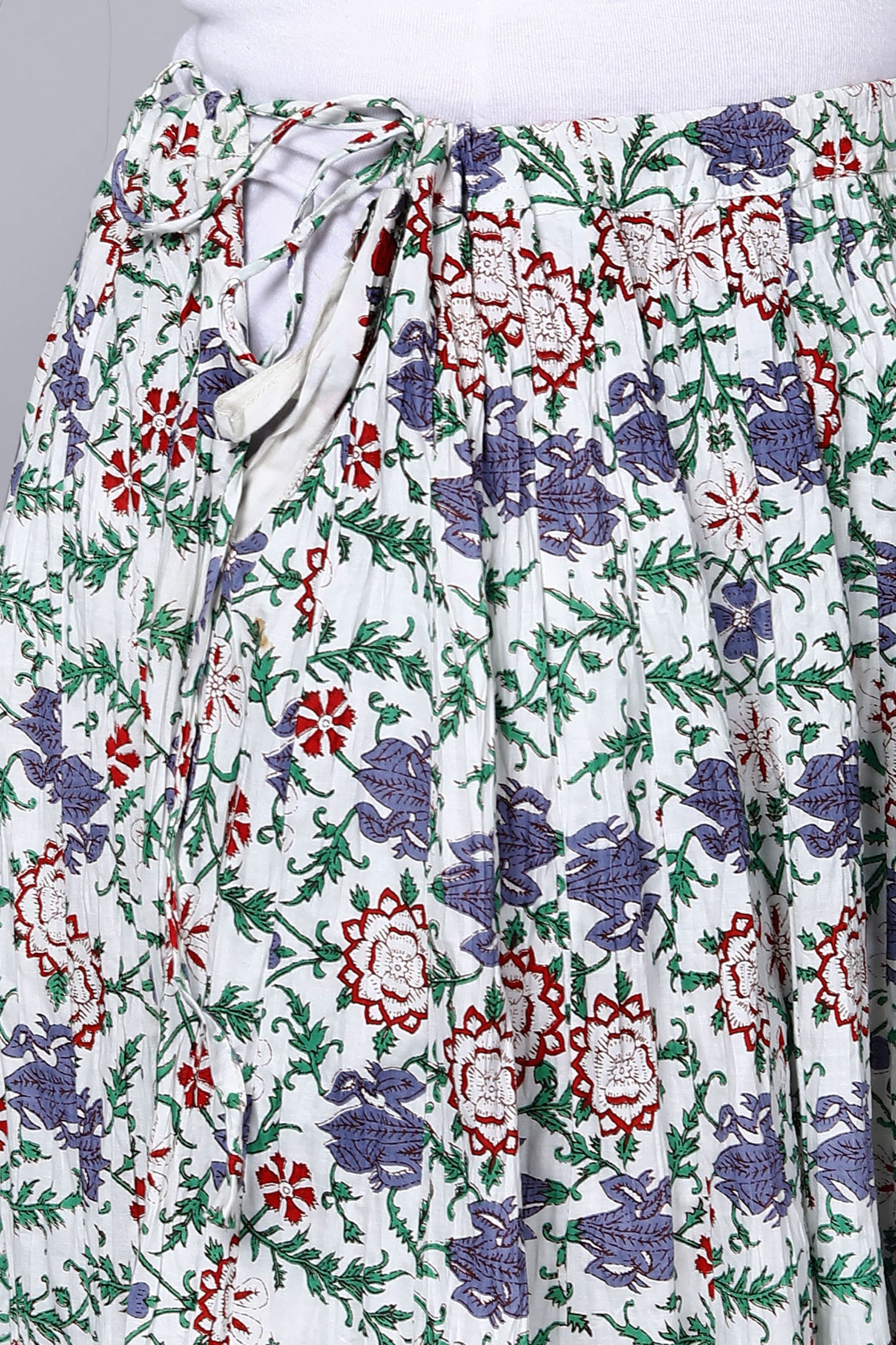 White Jaal Printed Long Cotton Skirt Bada Boota