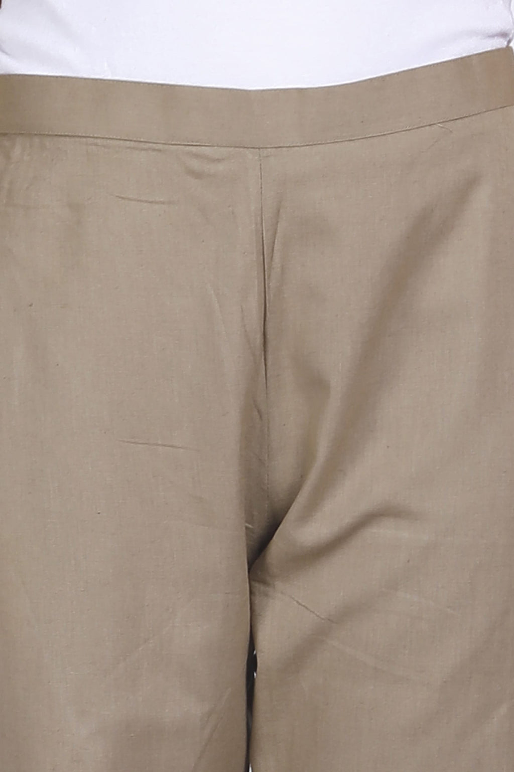 Beige Plain Cotton Pant Bada Boota
