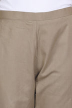 Beige Plain Cotton Pant Bada Boota