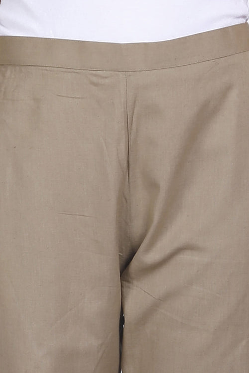 Beige Plain Cotton Pant Bada Boota