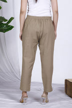 Beige Plain Cotton Pant Bada Boota