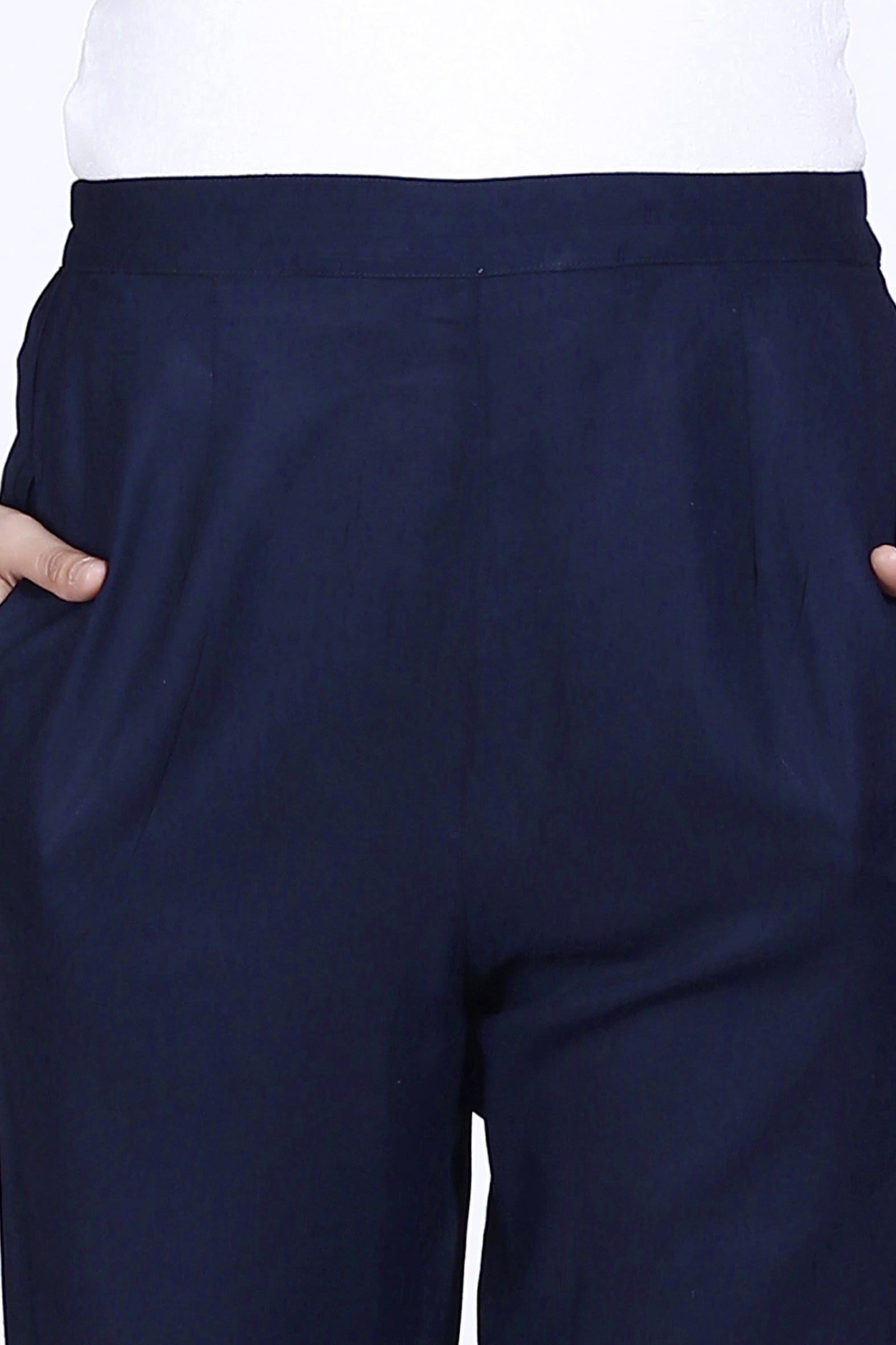 Navy Plain Rayon Pant Bada Boota