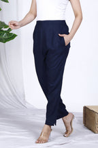 Navy Plain Rayon Pant Bada Boota