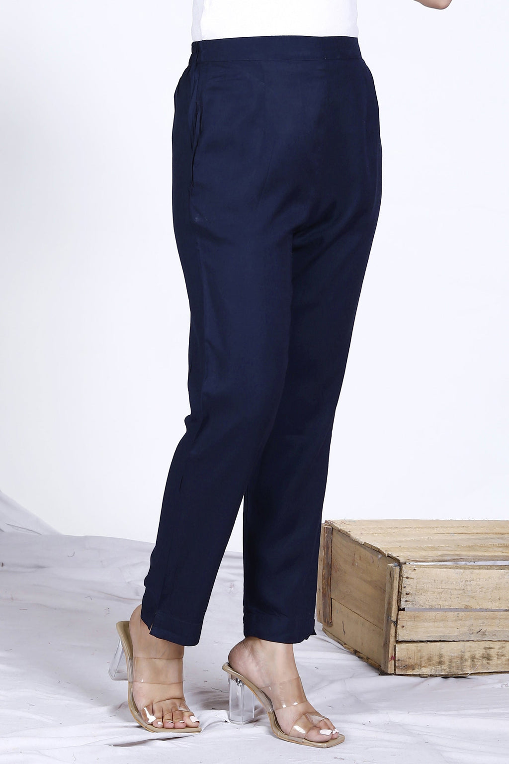 Navy Plain Rayon Pant Bada Boota