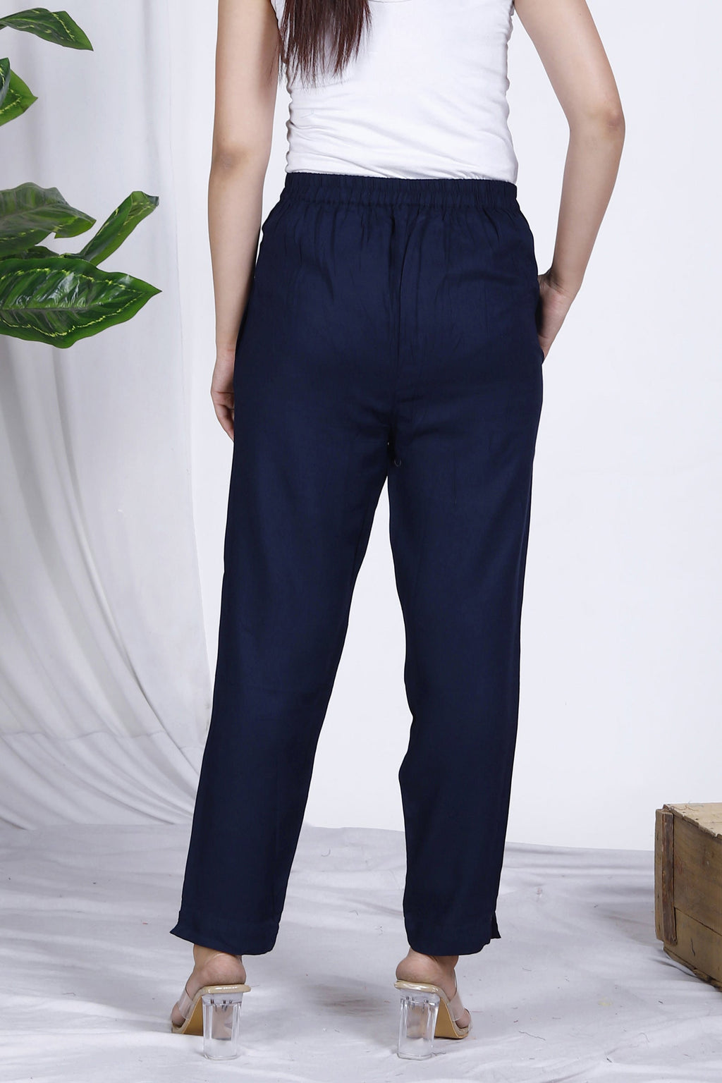 Navy Plain Rayon Pant Bada Boota