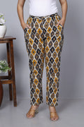 Beige Cotton Printed Ankle Length Pant Bada Boota