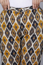 Beige Cotton Printed Ankle Length Pant Bada Boota