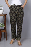 Black Cotton Printed Ankle Length Pant Bada Boota