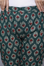 Sea Green Cotton Printed Ankle Length Pant Bada Boota