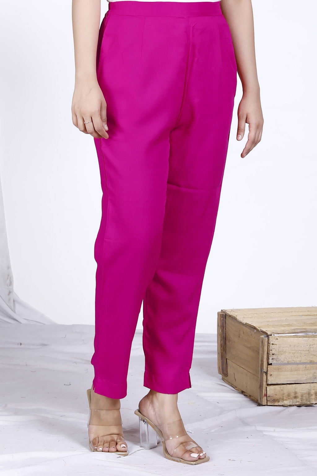 Pink Plain Rayon Pant Bada Boota