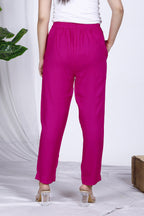 Pink Plain Rayon Pant Bada Boota