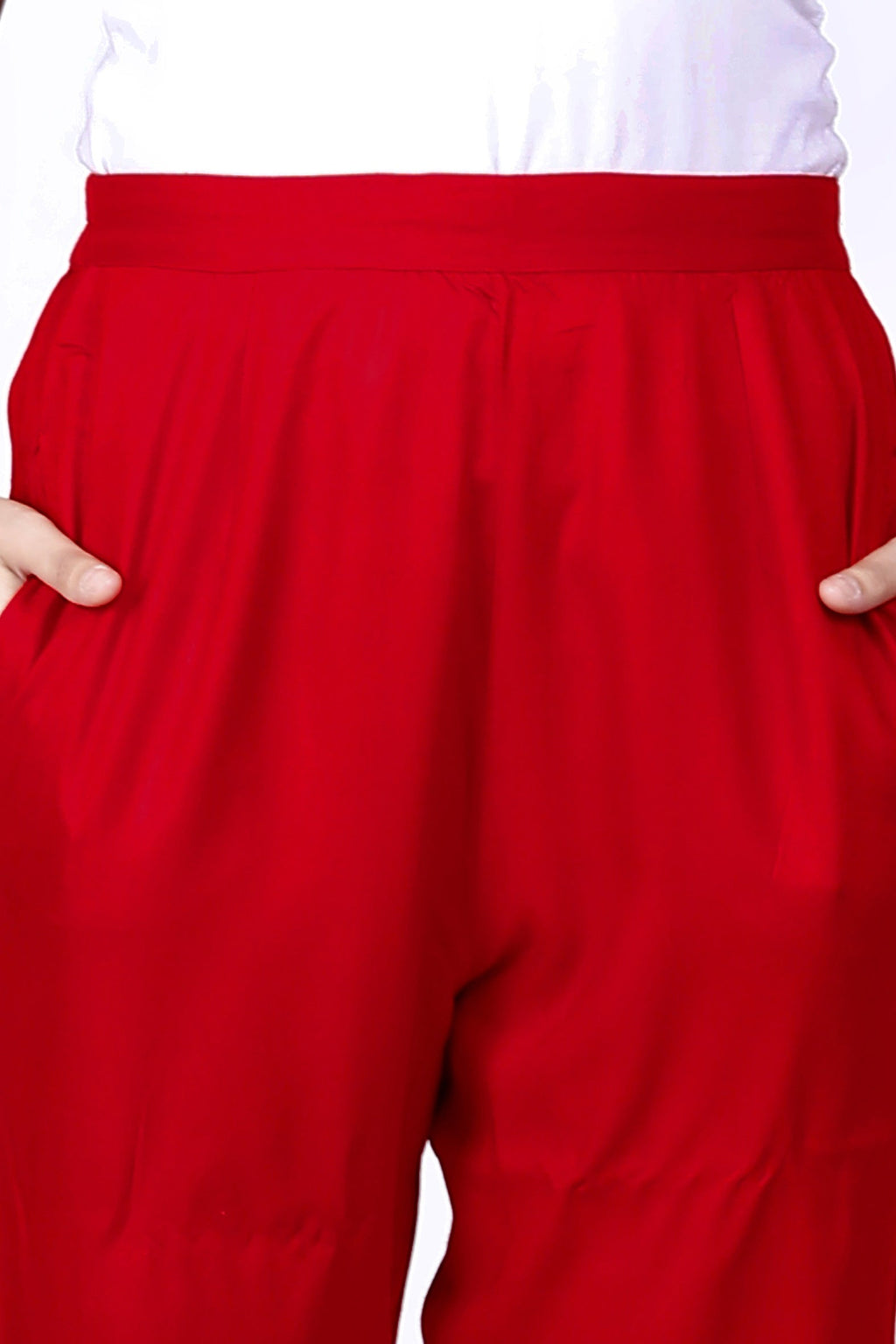 Red Plain Rayon Pant Bada Boota