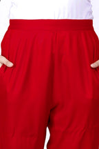 Red Plain Rayon Pant Bada Boota