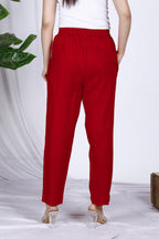 Red Plain Rayon Pant Bada Boota