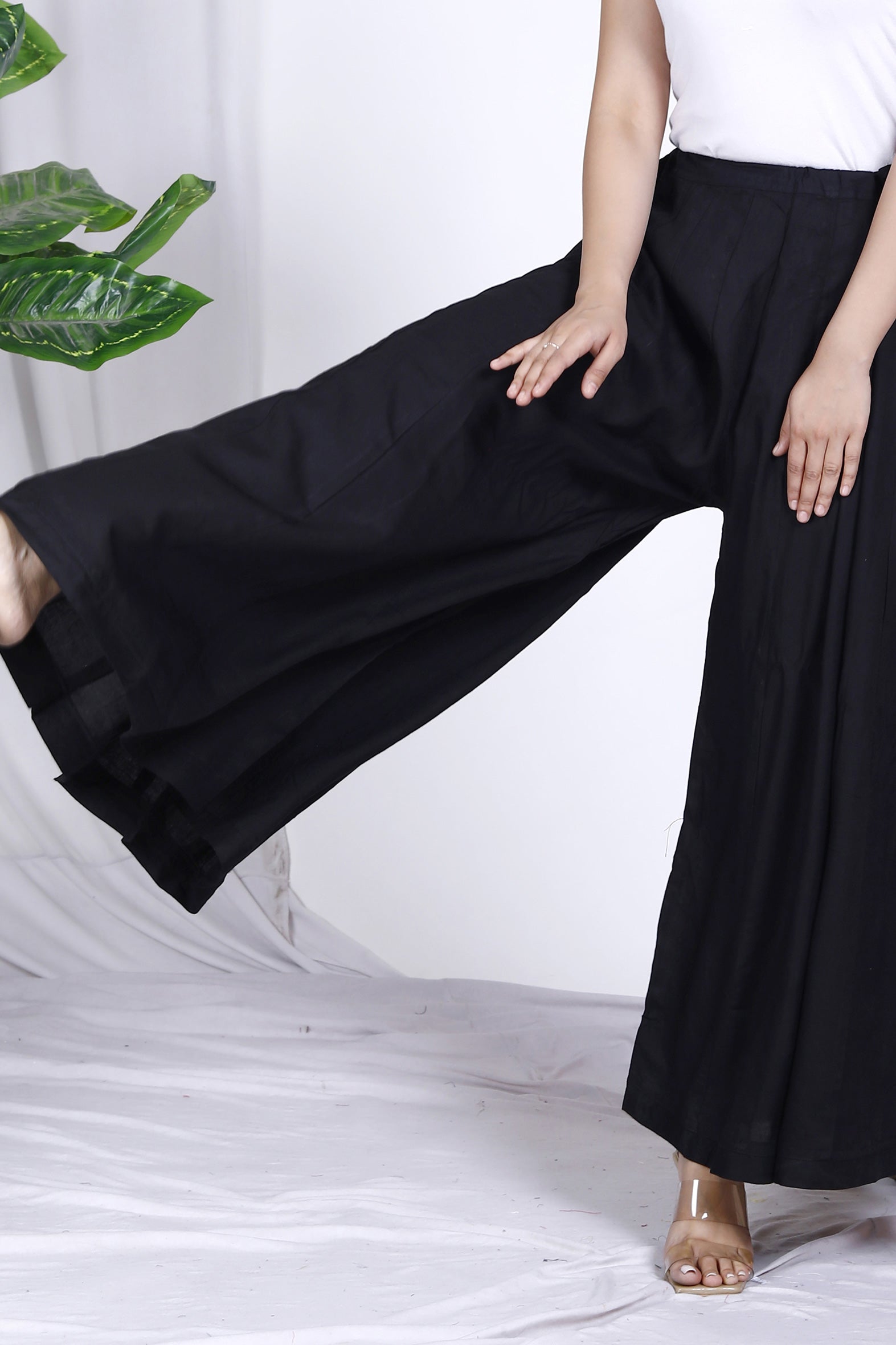 Black Plain Rayon Palazzo Bada Boota
