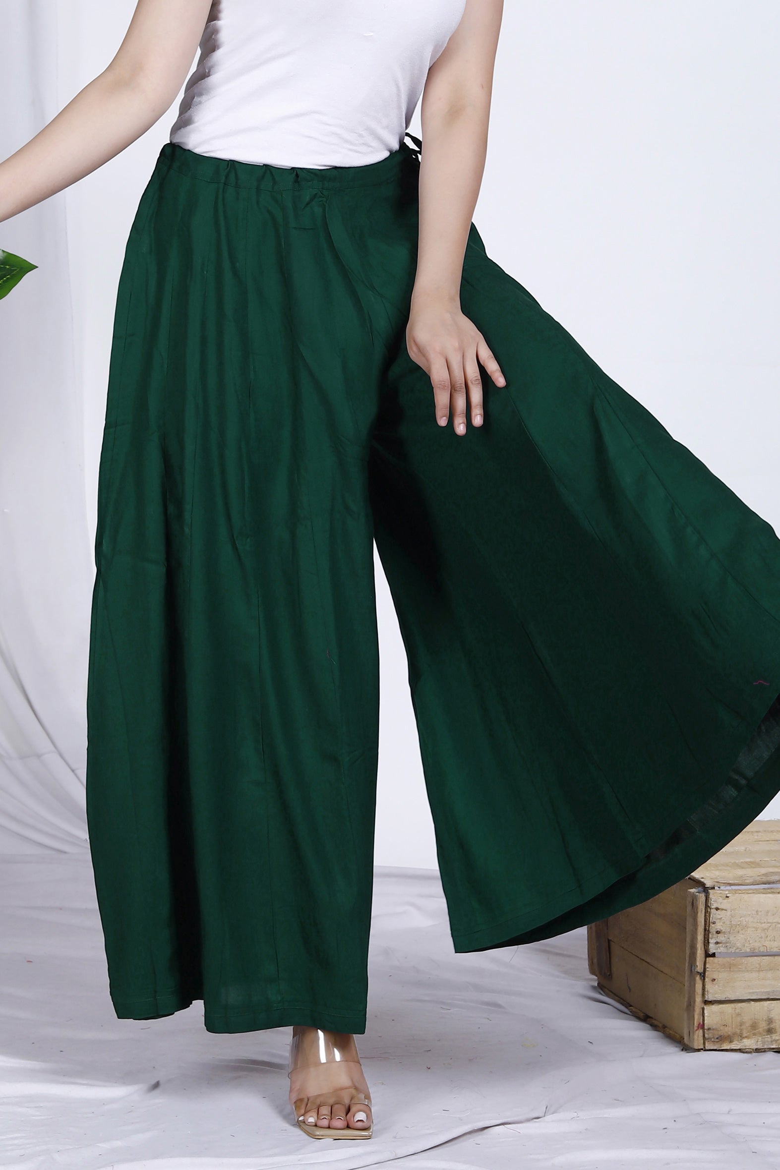 Green Plain Rayon Palazzo Bada Boota
