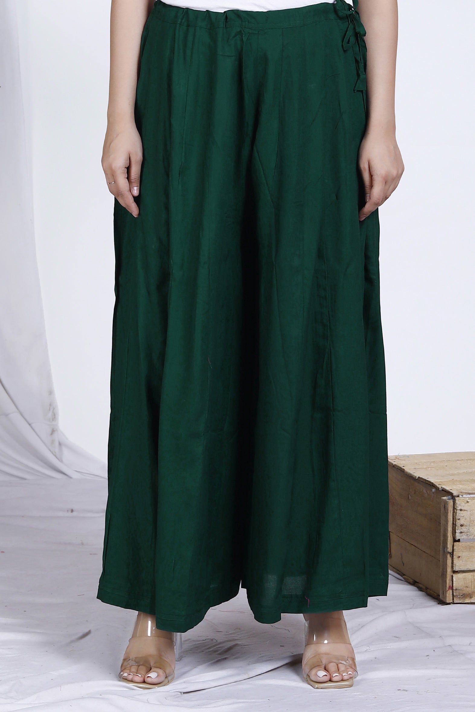 Green Plain Rayon Palazzo Bada Boota