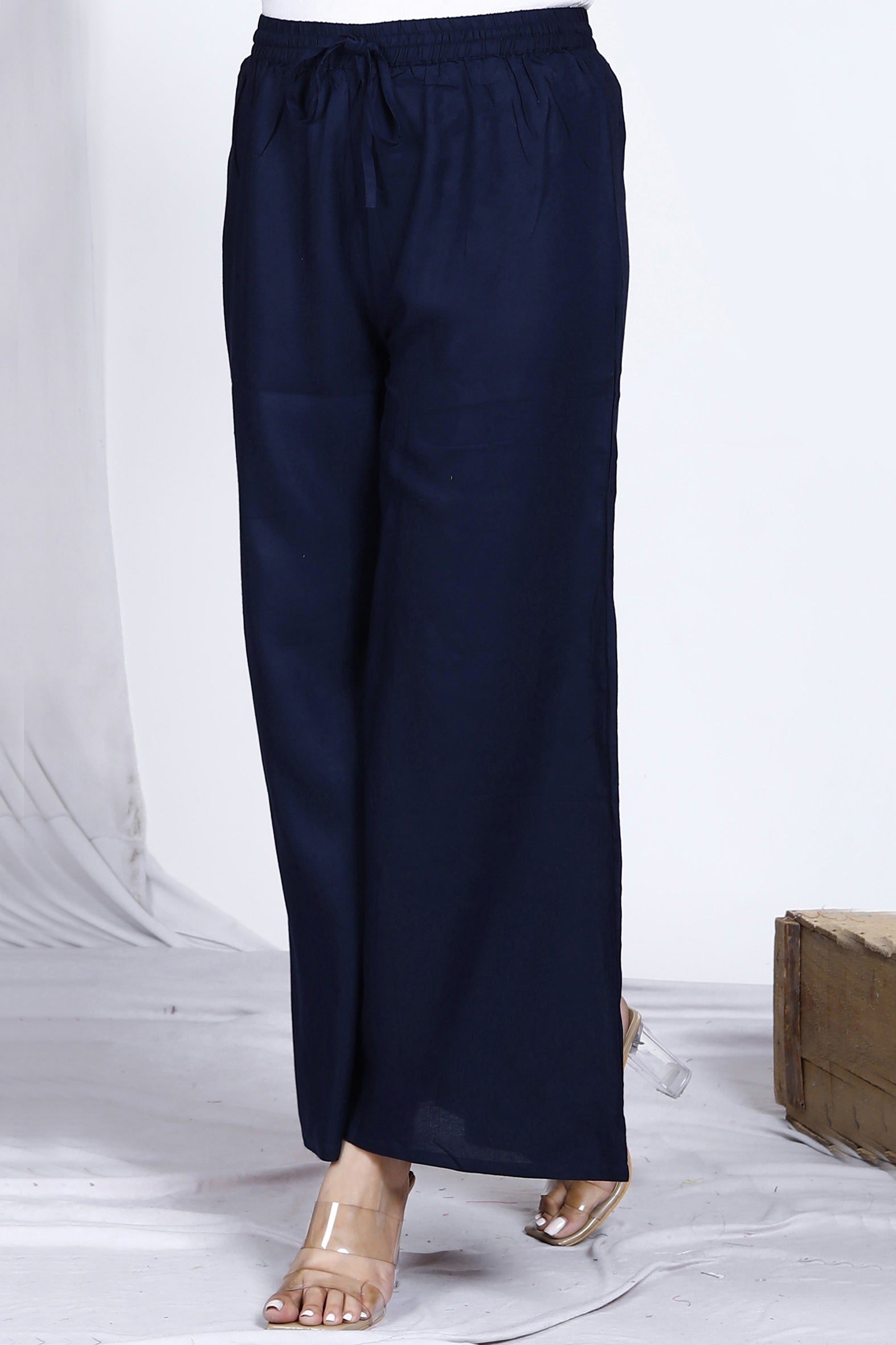 Navy Plain Rayon Palazzo Bada Boota