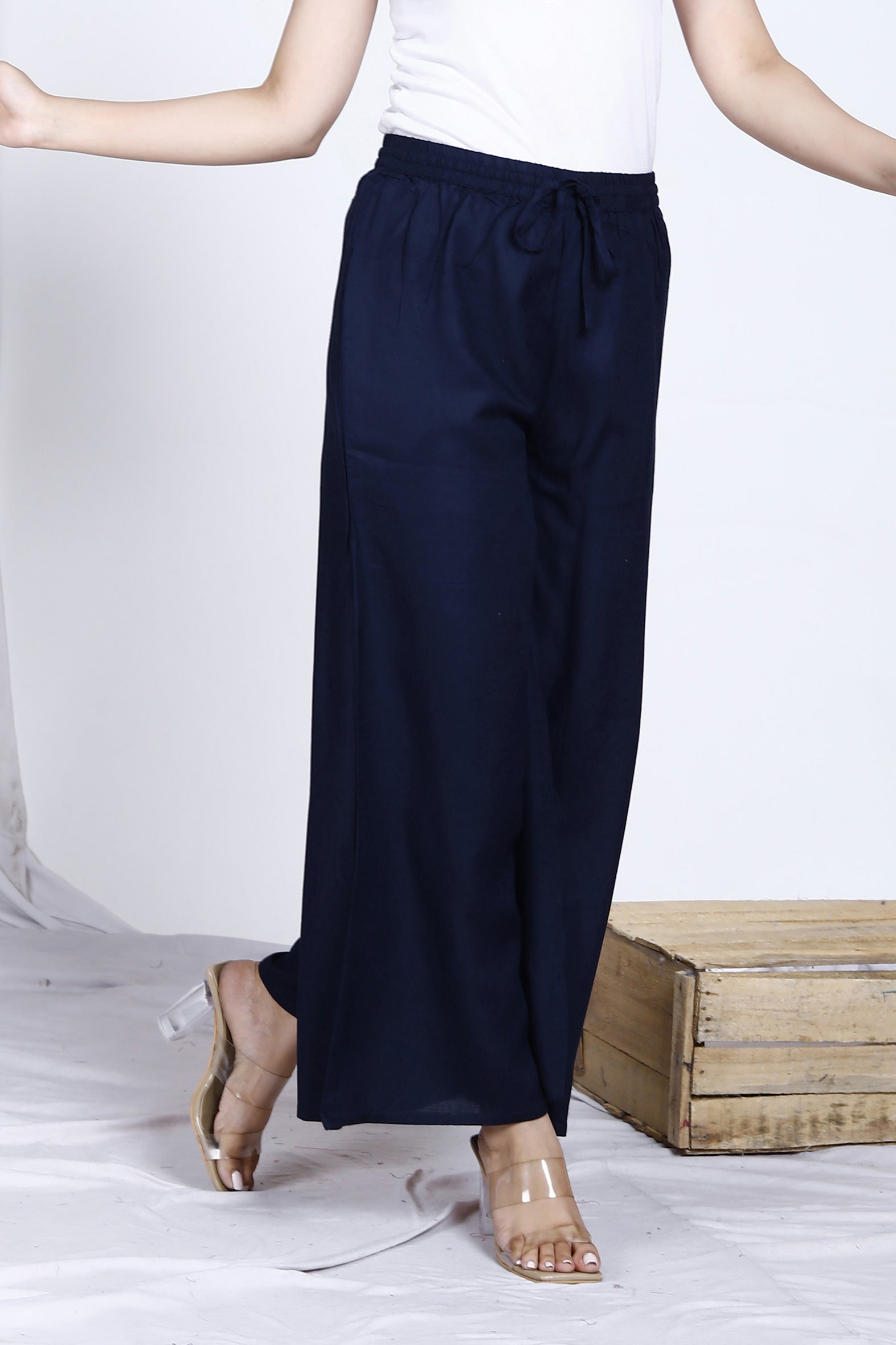 Navy Plain Rayon Palazzo Bada Boota