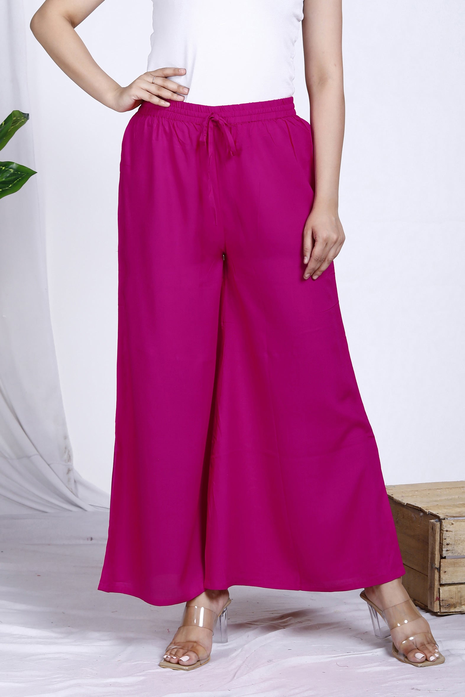 Pink Plain Rayon Palazzo Bada Boota