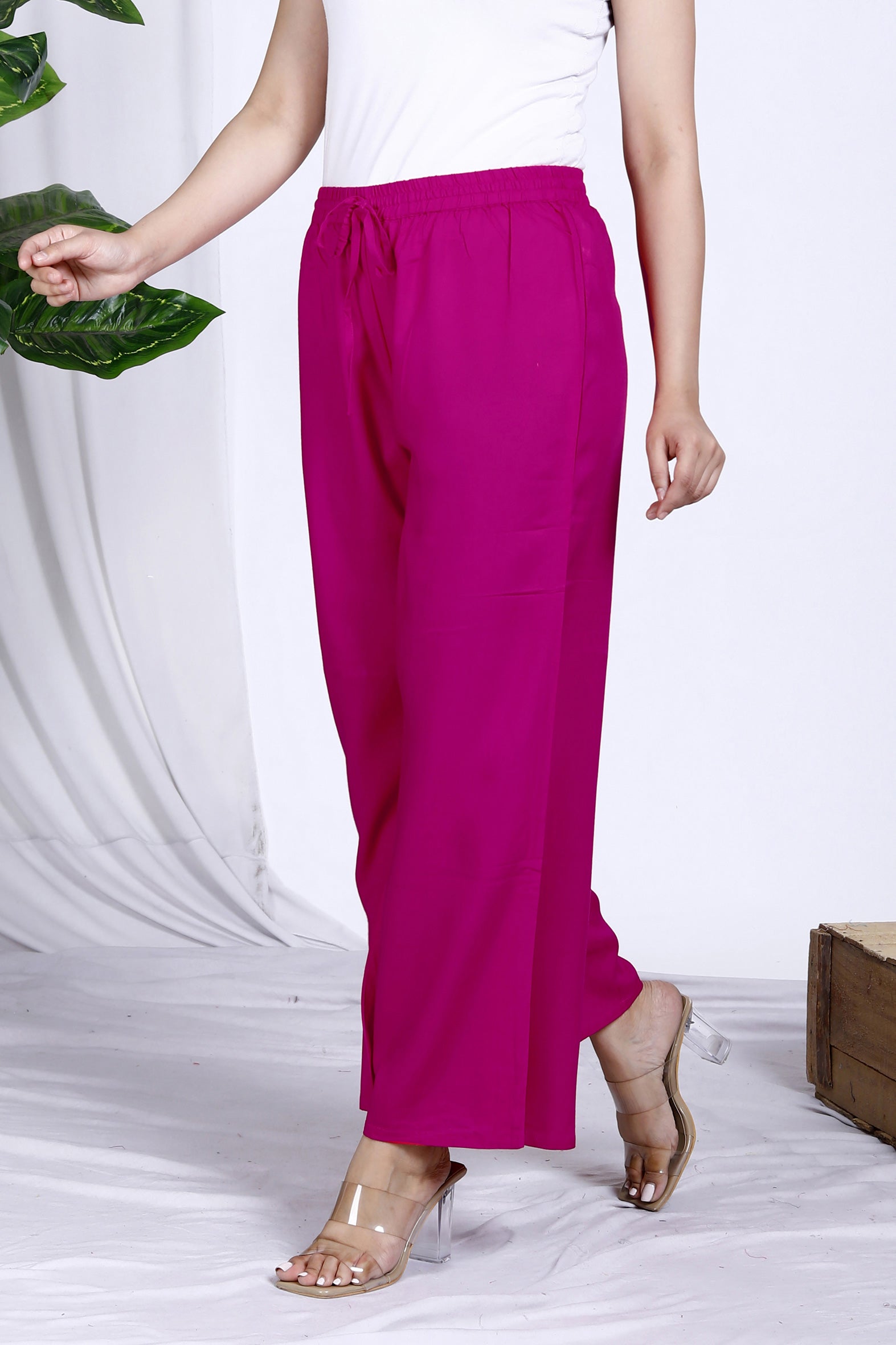 Pink Plain Rayon Palazzo Bada Boota