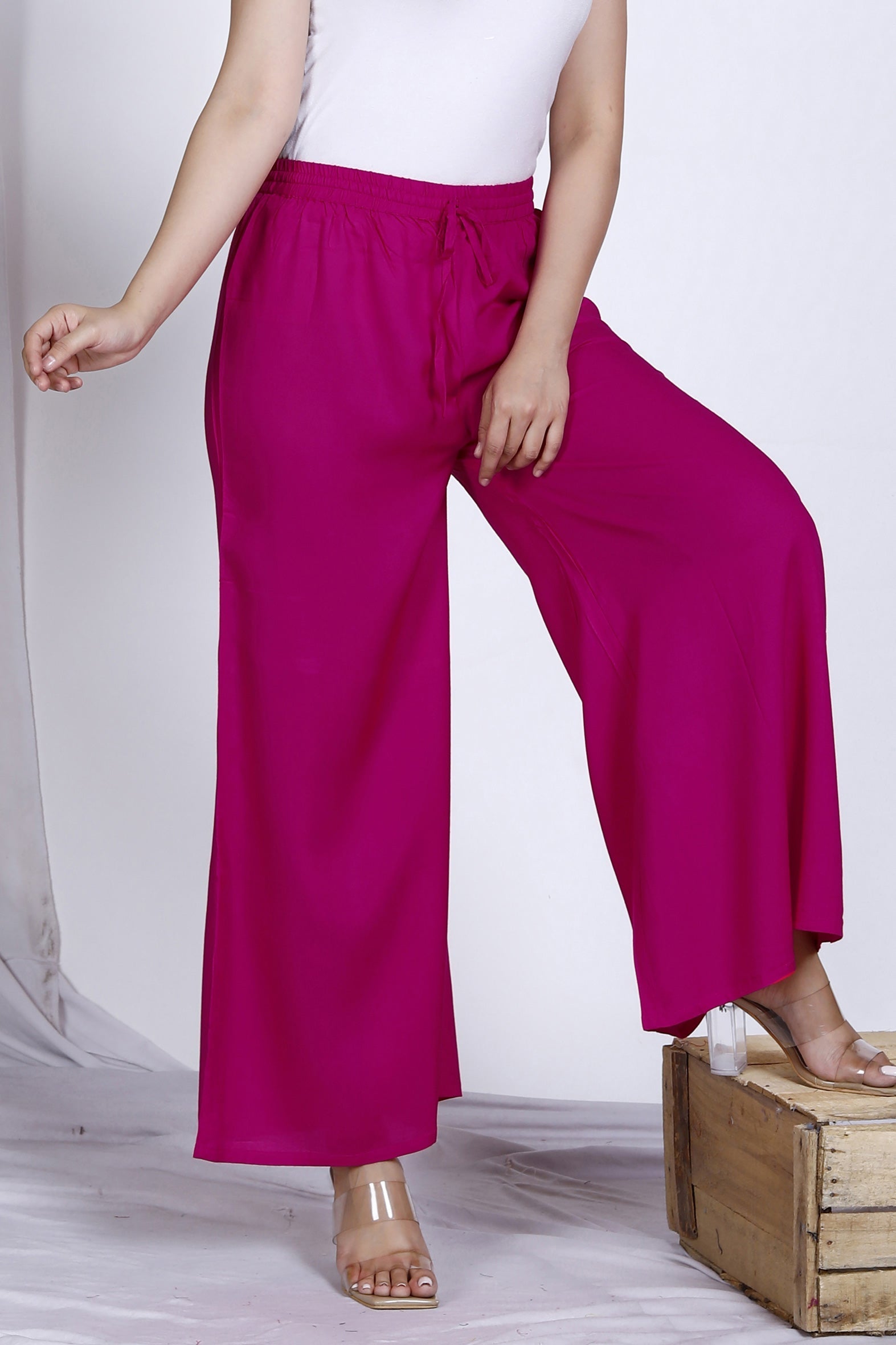 Pink Plain Rayon Palazzo Bada Boota