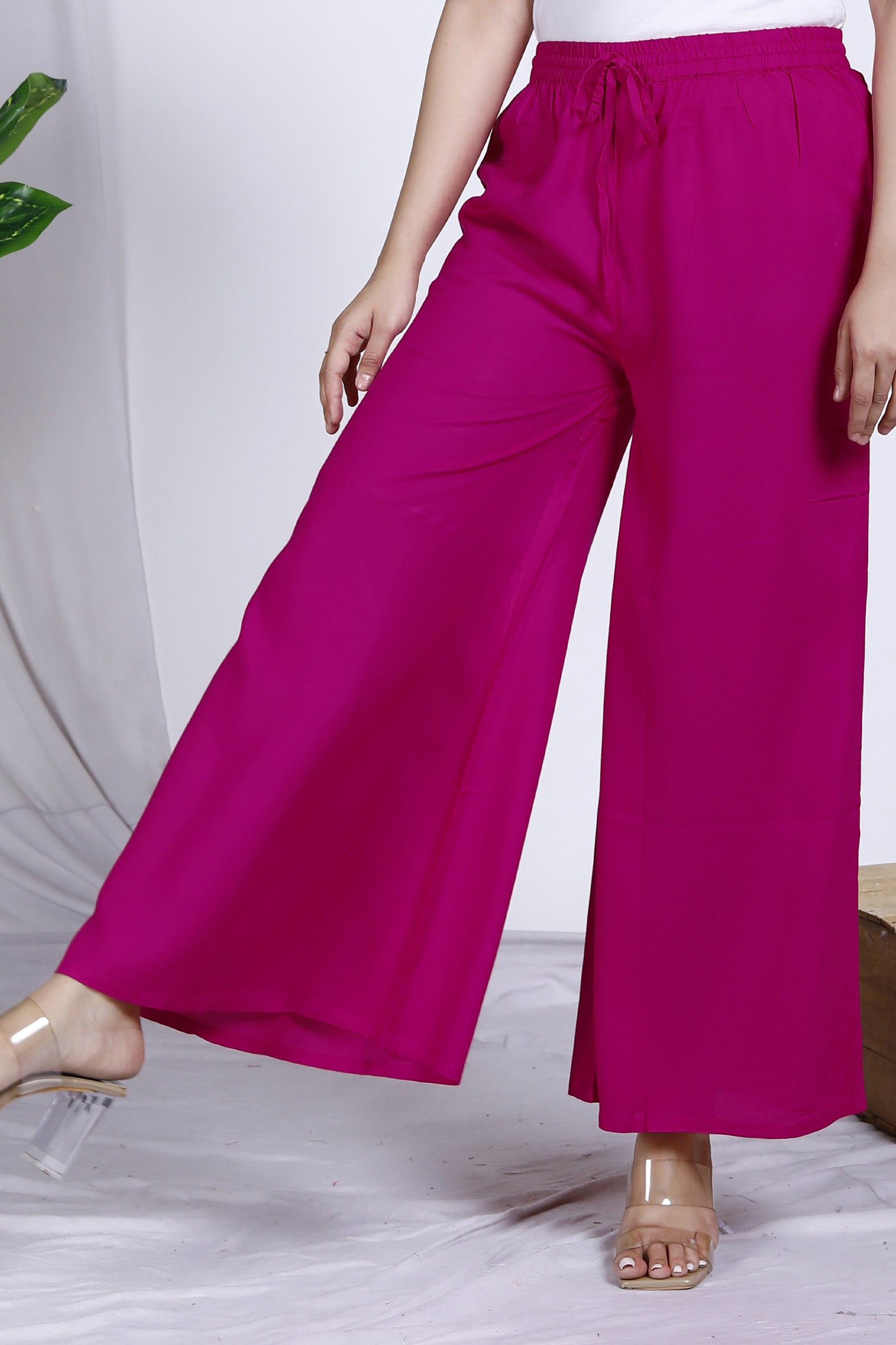 Pink Plain Rayon Palazzo Bada Boota