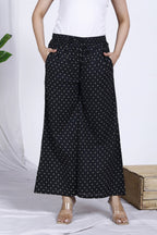 Black Polka Dot Printed Cotton Palazzo Bada Boota