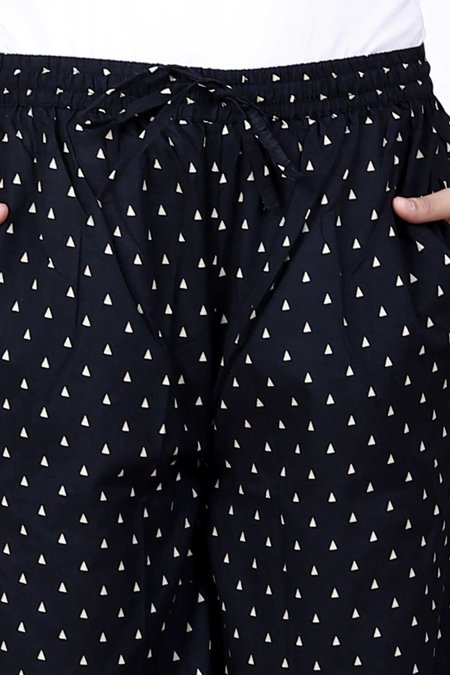 Black Polka Dot Printed Cotton Palazzo Bada Boota