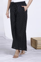 Black Polka Dot Printed Cotton Palazzo Bada Boota