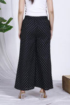 Black Polka Dot Printed Cotton Palazzo Bada Boota