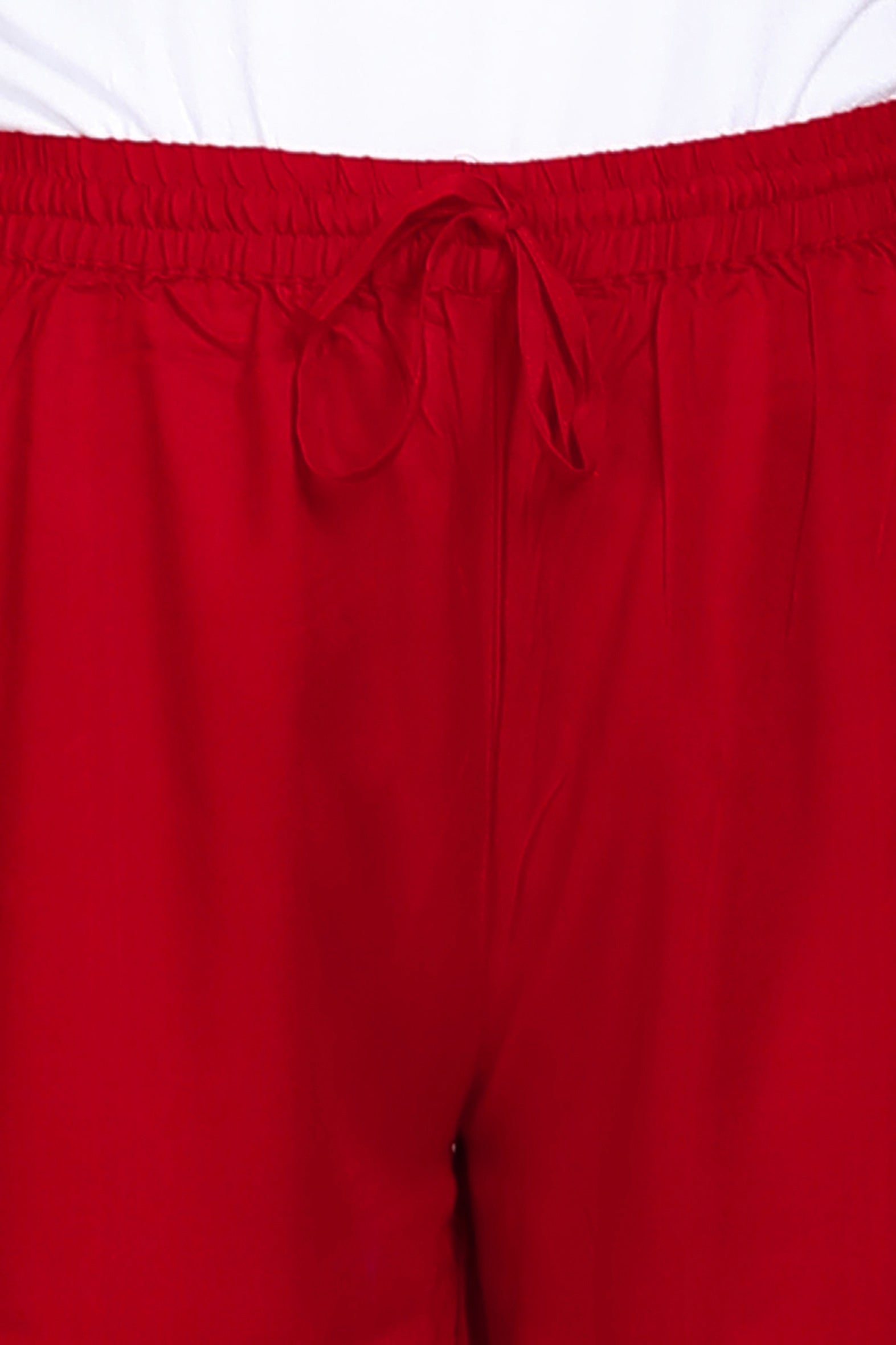 Red Plain Rayon Palazzo Bada Boota