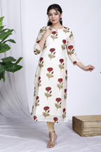 White Butta Printed Chanderi Kurta For Women Bada Boota