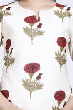 White Butta Printed Chanderi Kurta For Women Bada Boota