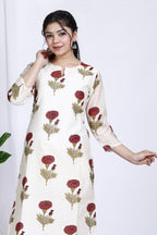 White Butta Printed Chanderi Kurta For Women Bada Boota