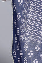 Navy Hand Block Printed Cotton Dupatta Bada Boota