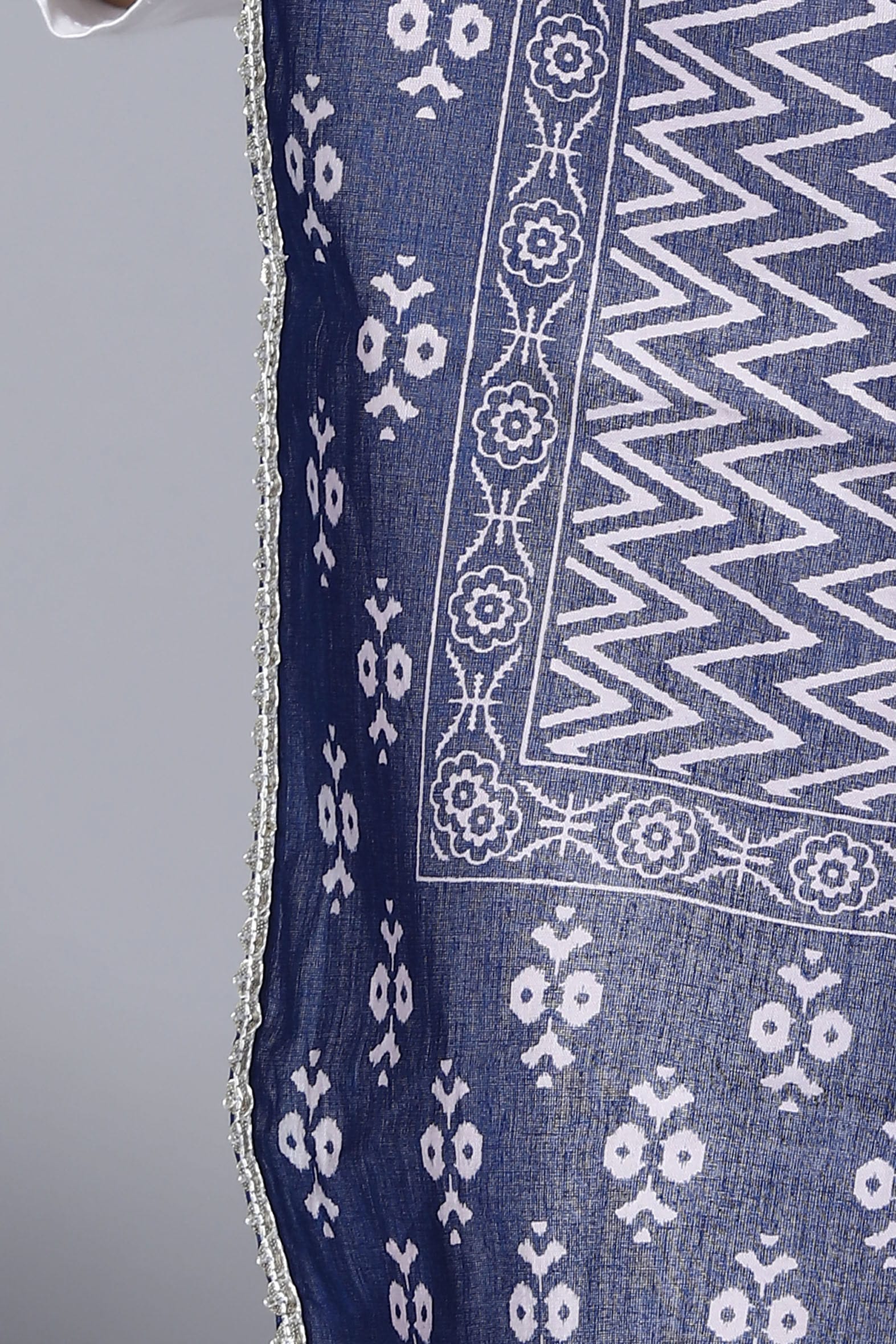 Navy Hand Block Printed Cotton Dupatta Bada Boota