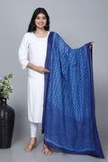 Blue Hand Block Printed Cotton Dupatta Bada Boota