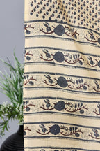 Beige Hand Block Printed Cotton Dupatta Bada Boota