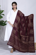 Magenta Hand Block Printed Cotton Dupatta Bada Boota