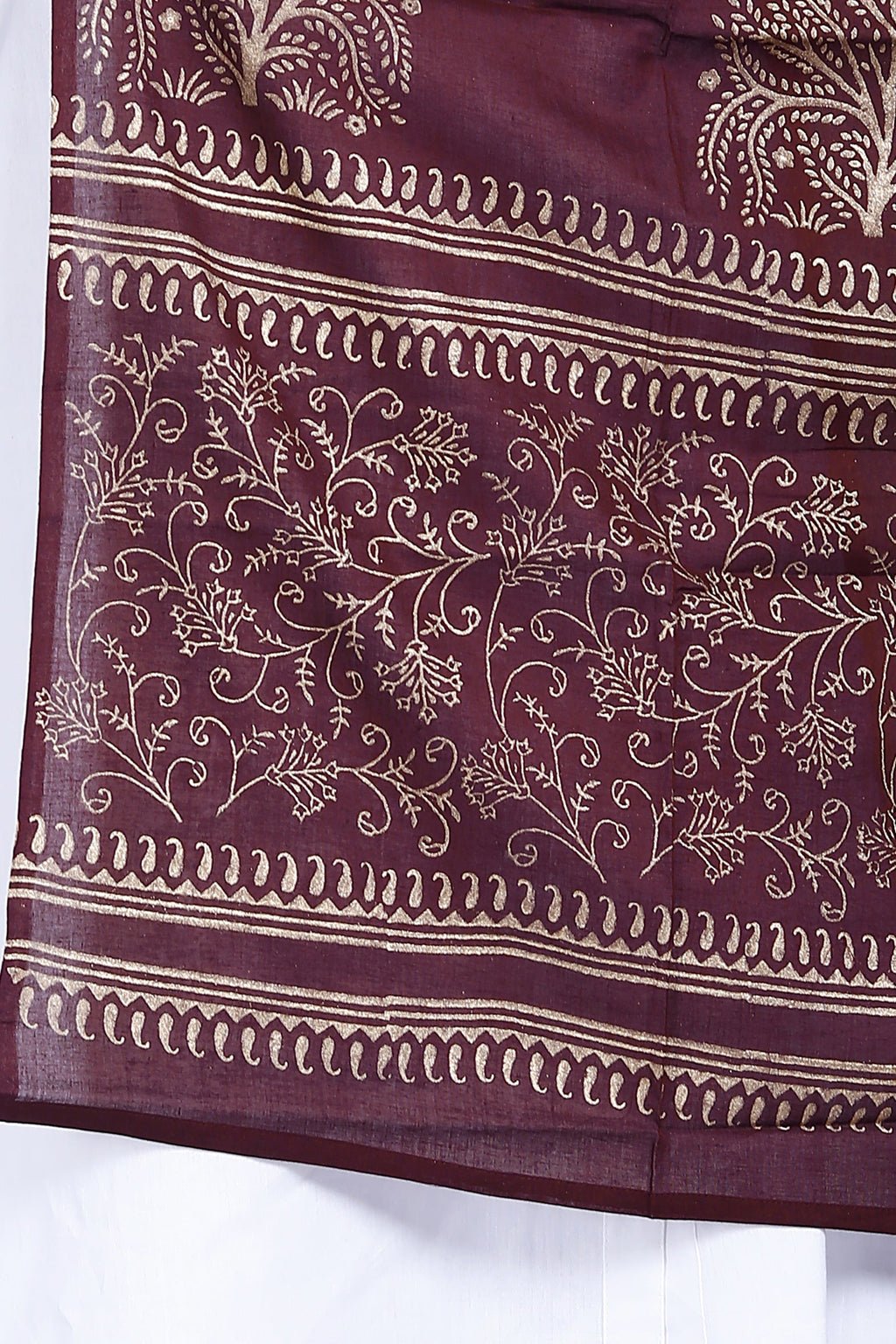 Magenta Hand Block Printed Cotton Dupatta Bada Boota