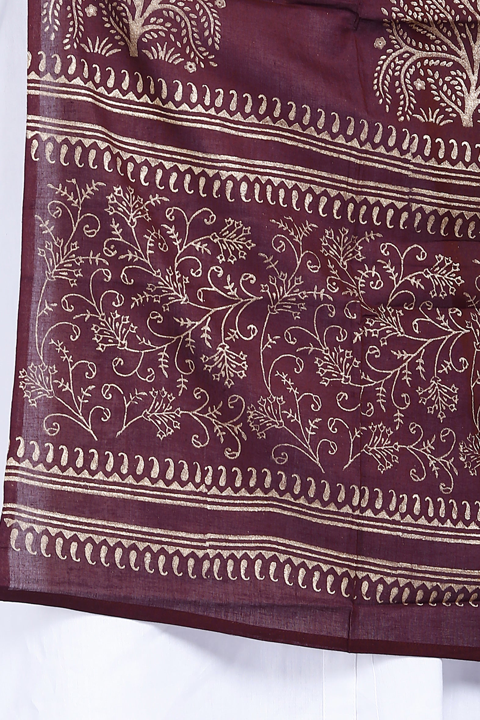 Magenta Hand Block Printed Cotton Dupatta Bada Boota