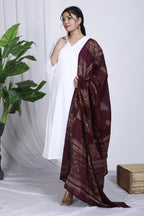 Magenta Hand Block Printed Cotton Dupatta Bada Boota