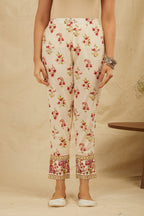 Cream Butti Printed Cotton Kurta Pant Set - Set of 2 Bada Boota