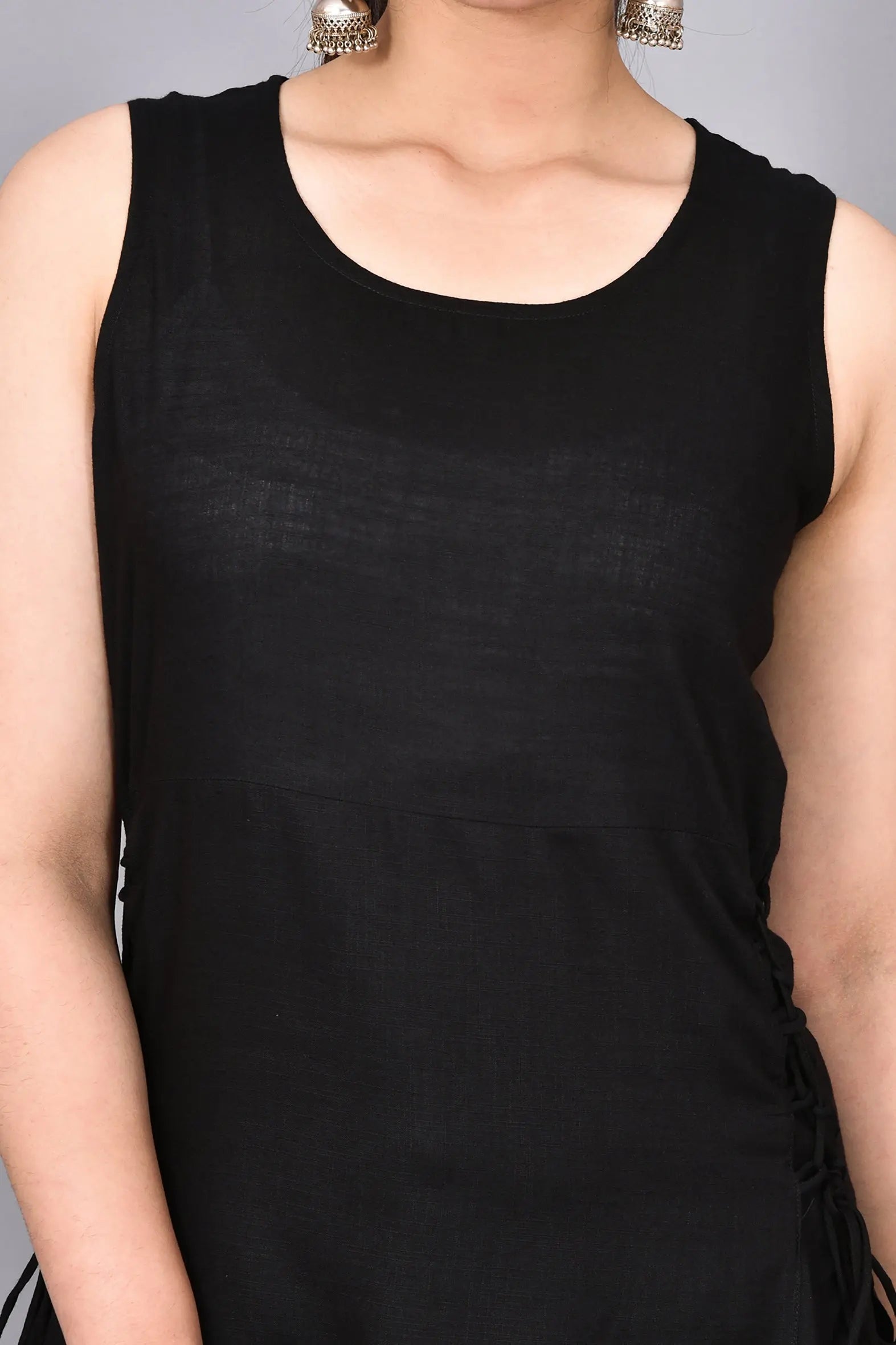 Black Rayon Kurta with Pants- Set of 2 Bada Boota