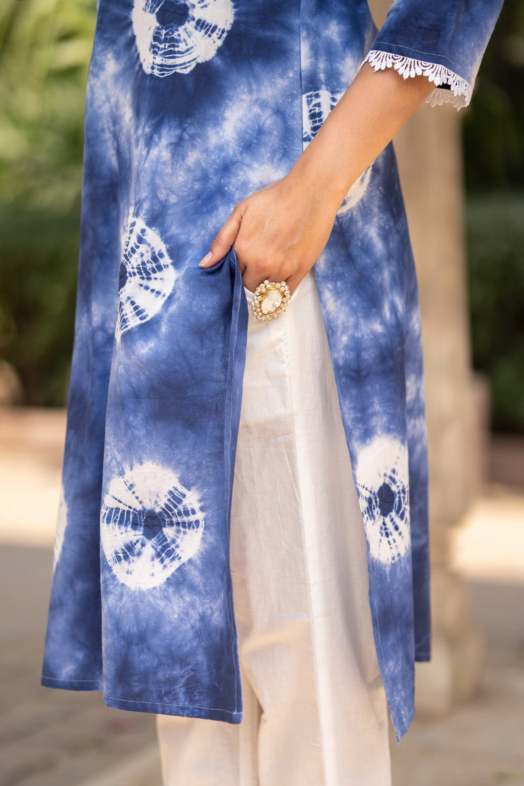 Blue Tie Dye Kurta with Pants - Set of 2 Bada Boota