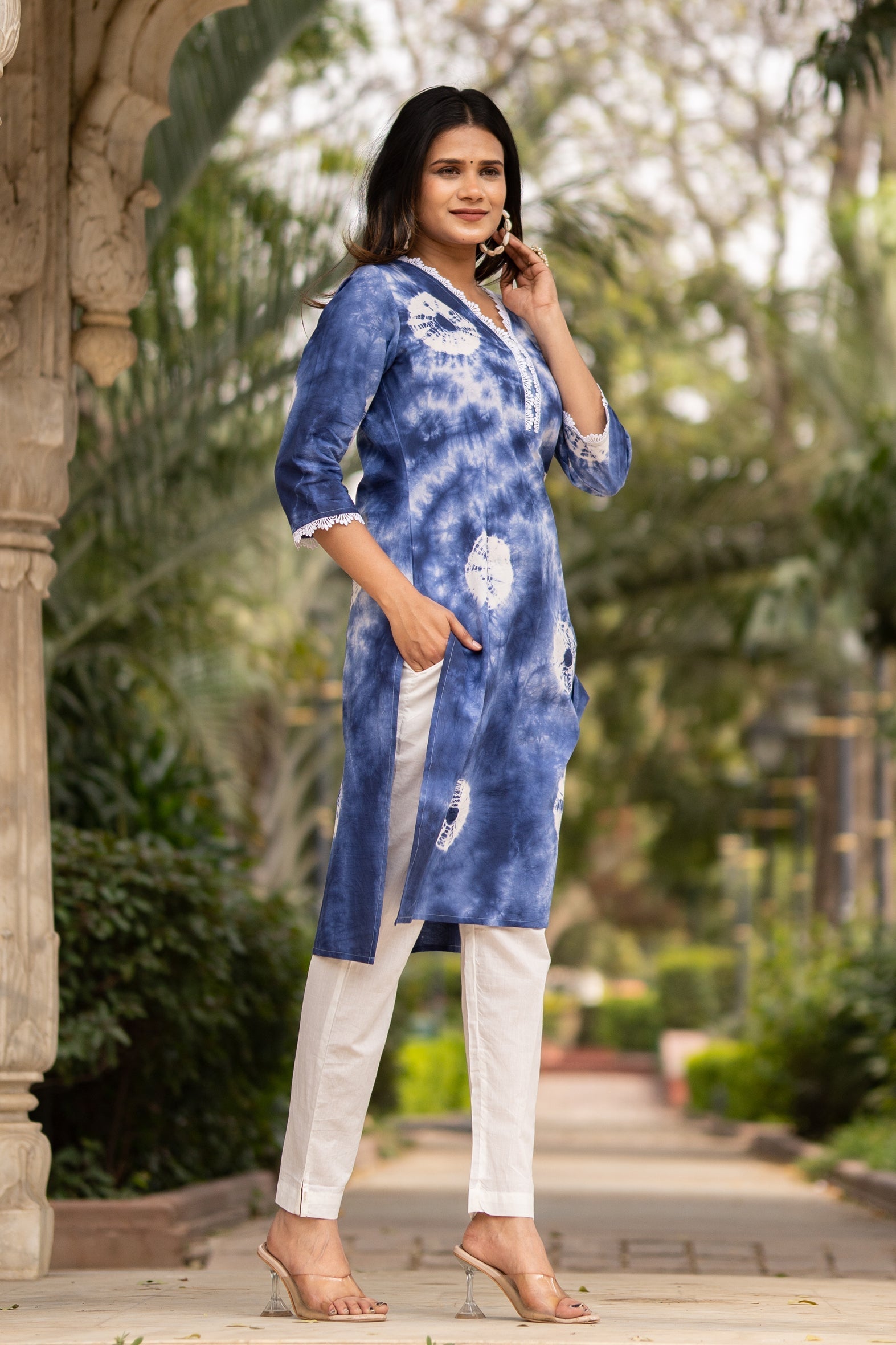 Blue Tie Dye Kurta with Pants - Set of 2 Bada Boota